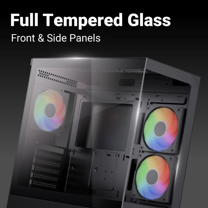 AeroCool кутия Case ATX - P500D Digi-G-BK-v1 - Digital Display, USB-C, 3 x 120 mm A-RGB