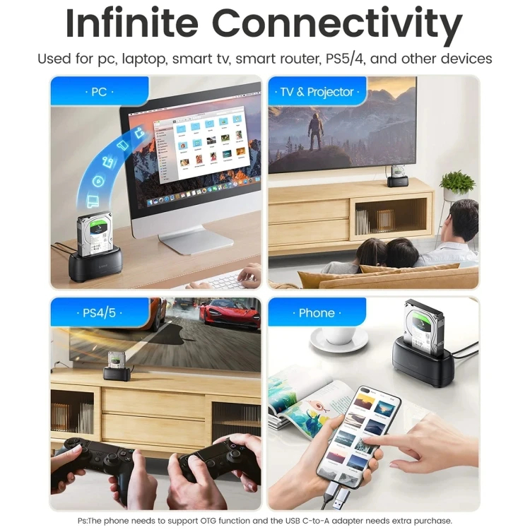 Orico докинг станция Storage - HDD/SSD Dock - 2.5/3.5 inch USB-C/A - DD18C3-EU-BK