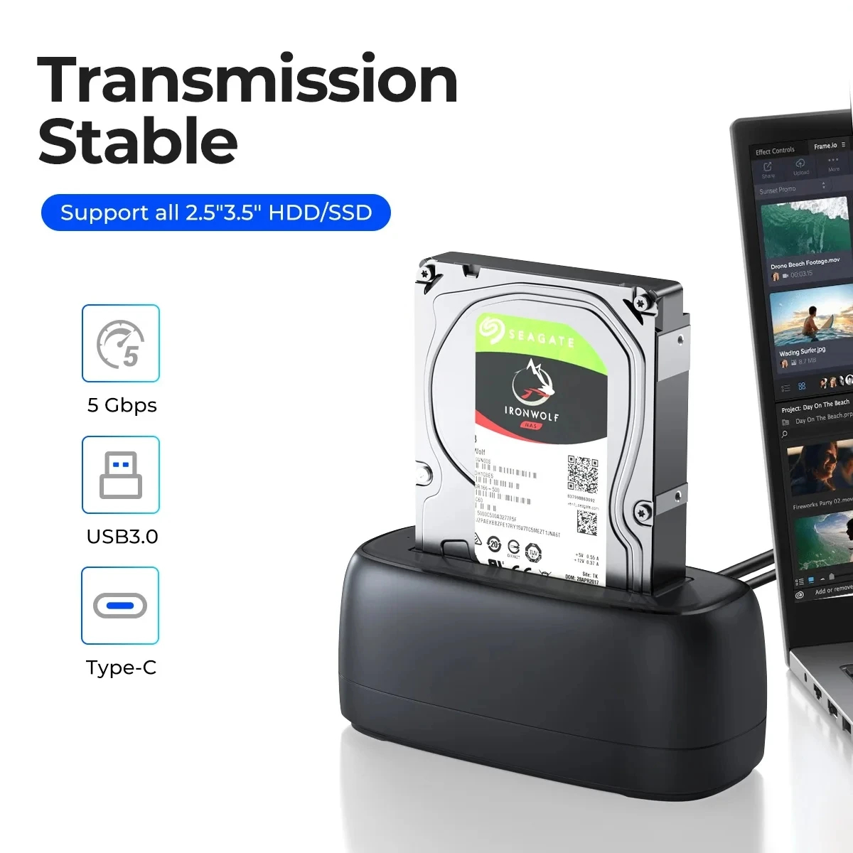 Orico докинг станция Storage - HDD/SSD Dock - 2.5/3.5 inch USB-C/A - DD18C3-EU-BK