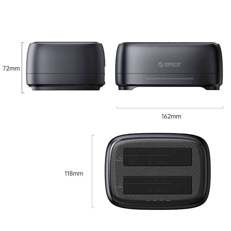 Orico докинг станция Storage - HDD/SSD Dock - 2 BAY Offline Clone 2.5/3.5 USB-C/USB-A - DD28C3-C