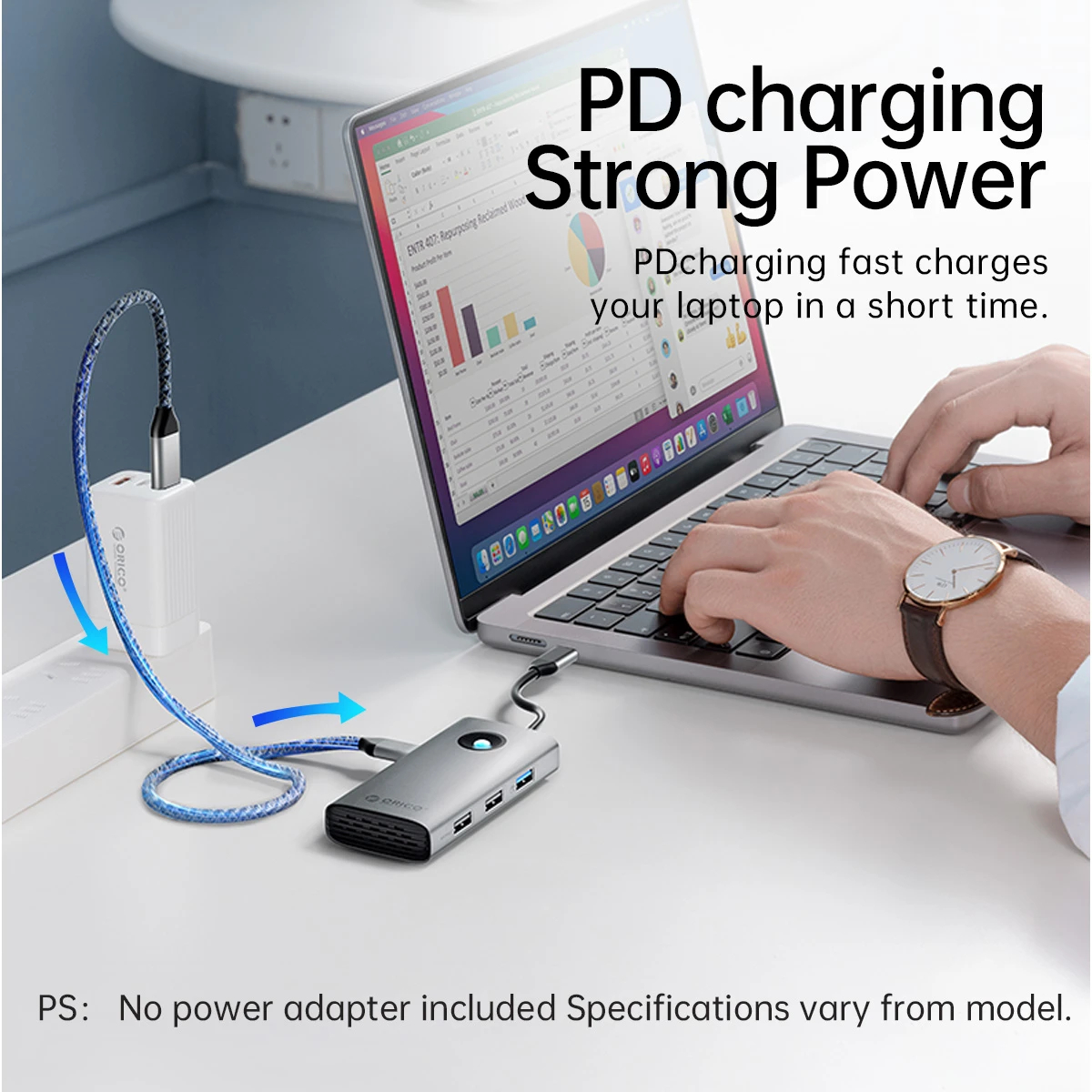 Orico докинг станция Docking Station Type-C - PW11-6P-GY-EP - HDMI x 1, USB-C x 1, USB3.0 x 3, USB-C PD100W x 1