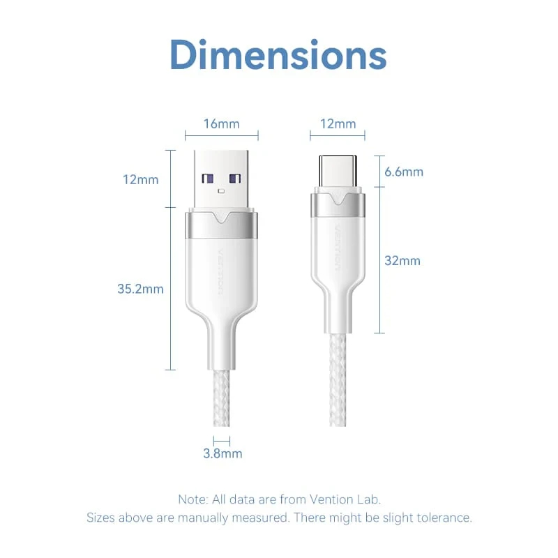 Vention Кабел USB 2.0 A Male to C Male 1.0M Black 6A Fast Charge - CTOBF
