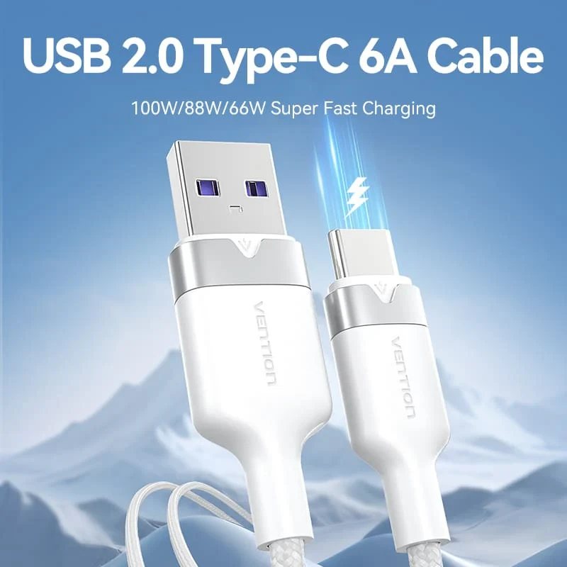 Vention Кабел USB 2.0 A Male to C Male 1.0M Black 6A Fast Charge - CTOBF