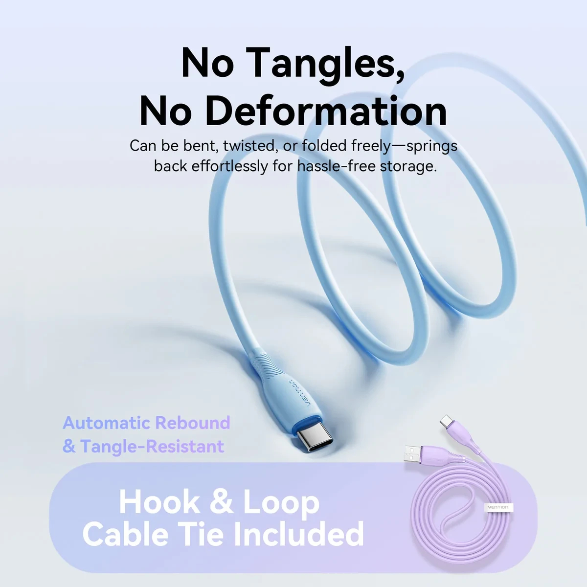 Vention Кабел USB 2.0 A Male to C Male 3A 0.25M Black - CTWBC