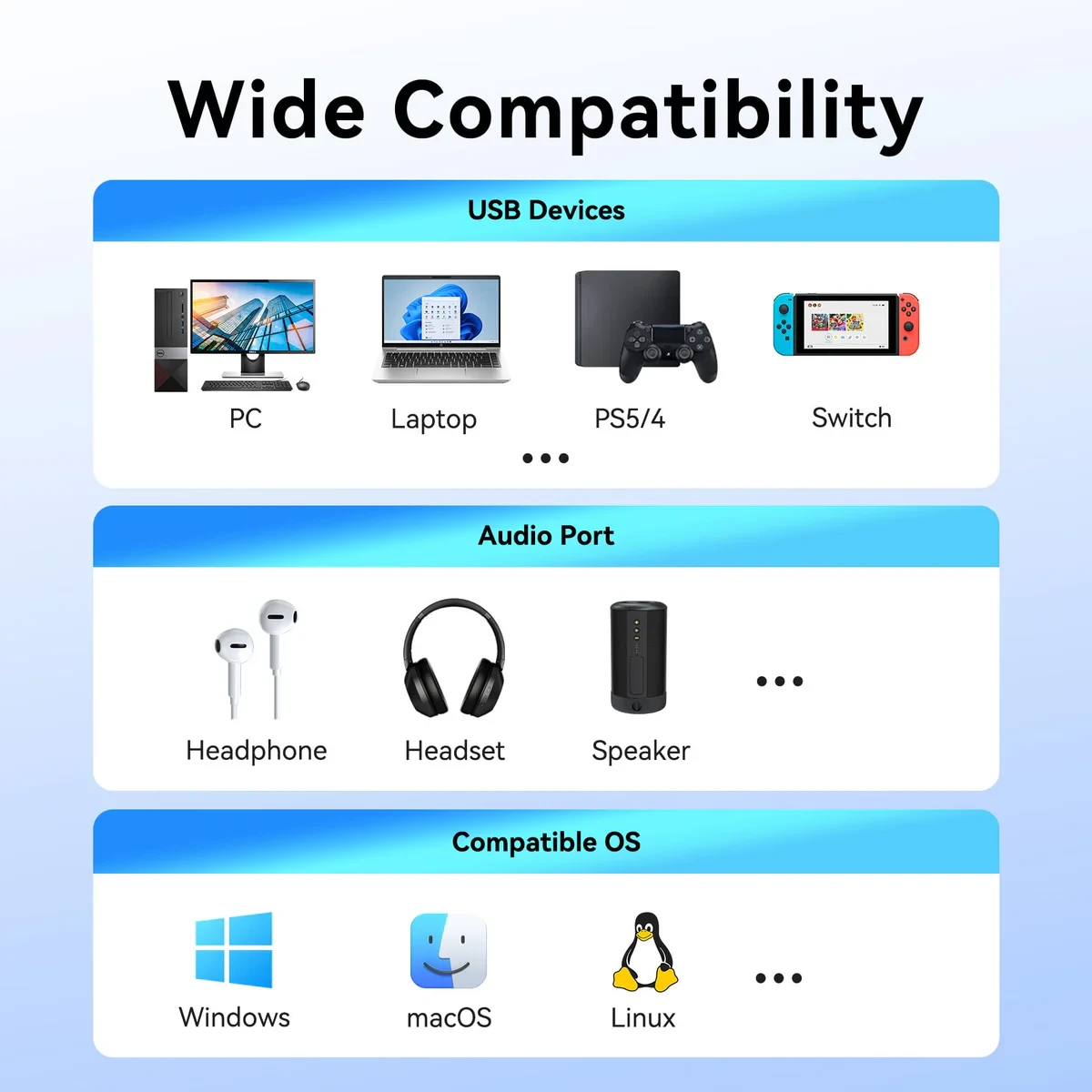 Vention външна звукова карта USB Sound card 1-Port 0.25M Gray - CVFHC