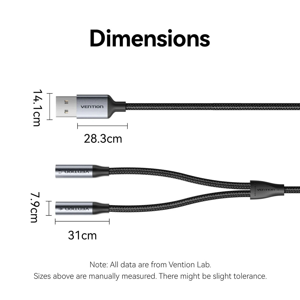 Vention външна звукова карта USB Sound card 2-Port 0.25M Gray - CVHHC
