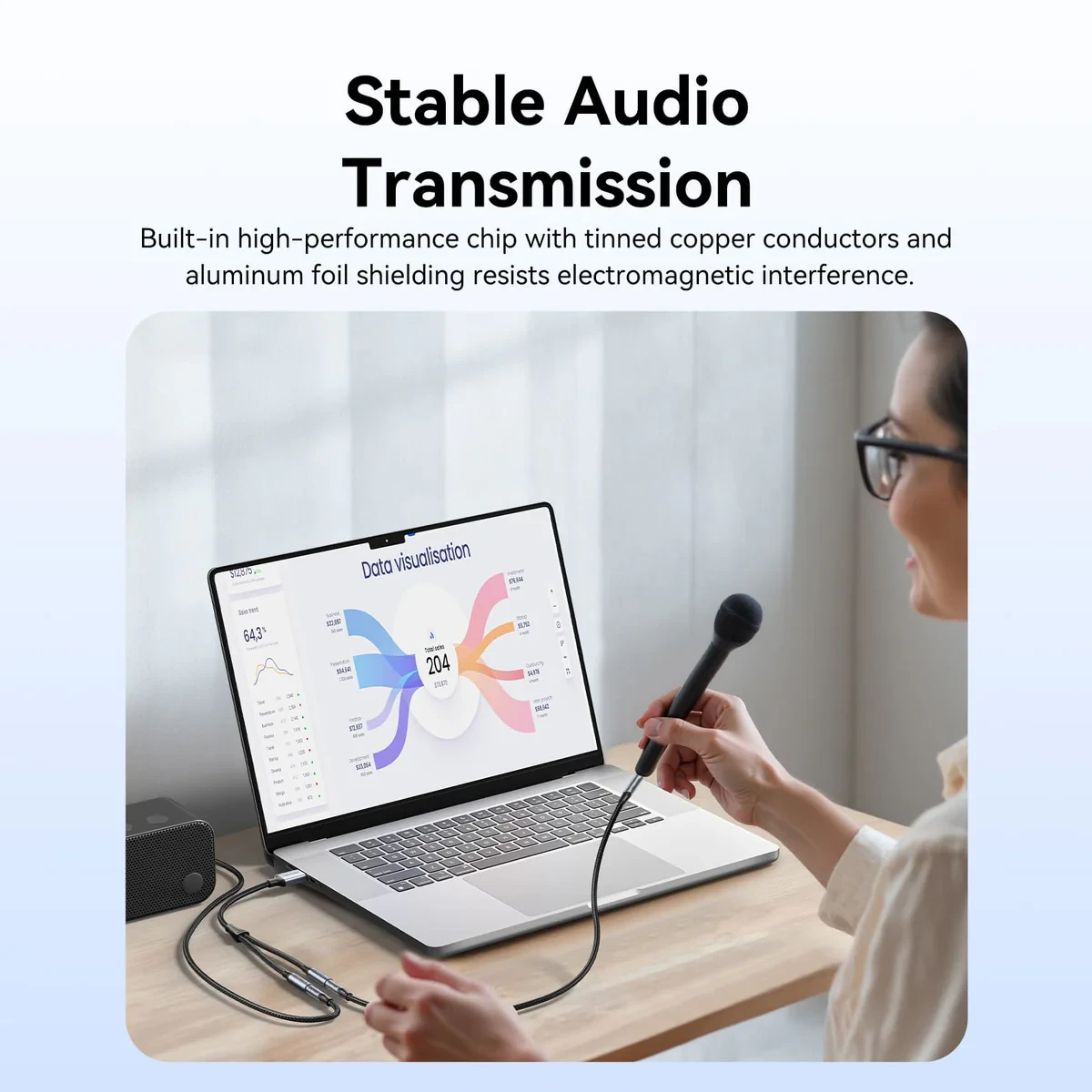 Vention външна звукова карта USB Sound card 2-Port 0.25M Gray - CVHHC