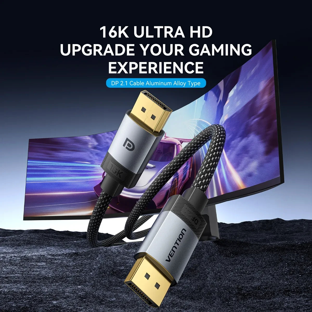 Vention Кабел Cable - Display Port v2.1 DP M / M Black 16K@60Hz, 2M - HGBHH