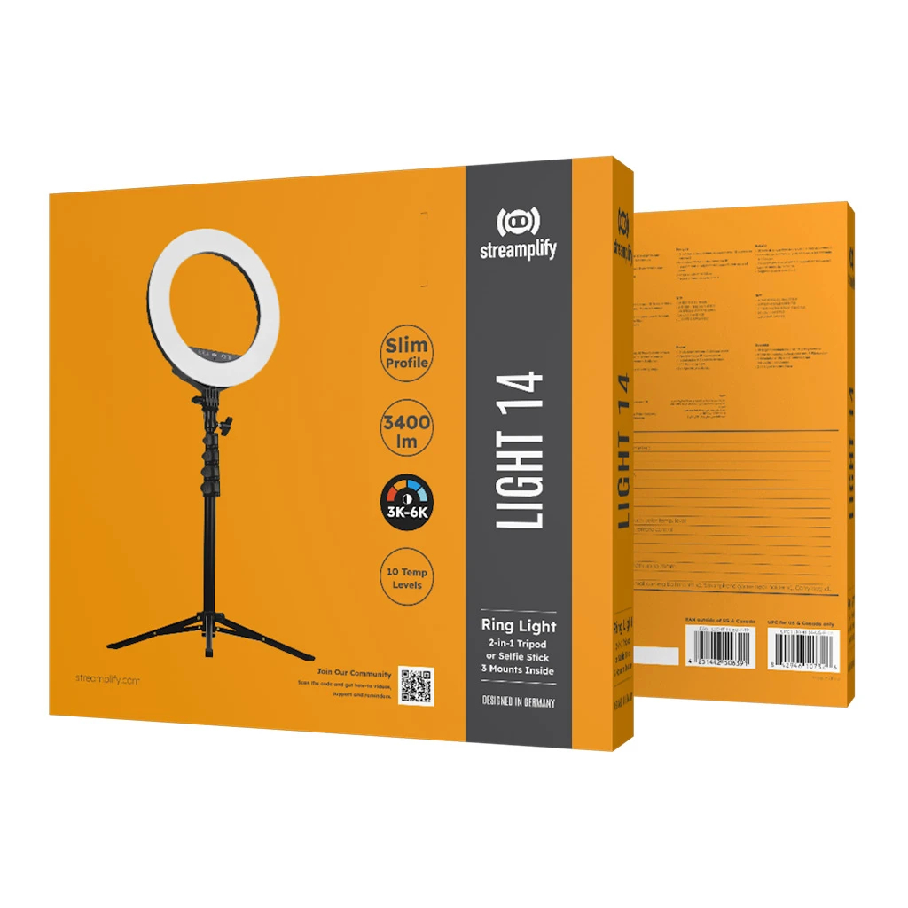 Streamplify стрийминг осветление Streaming LIGHT 14 - 2-in-1 Tripod or Selfie Stick - SPIR-LZ14222.11
