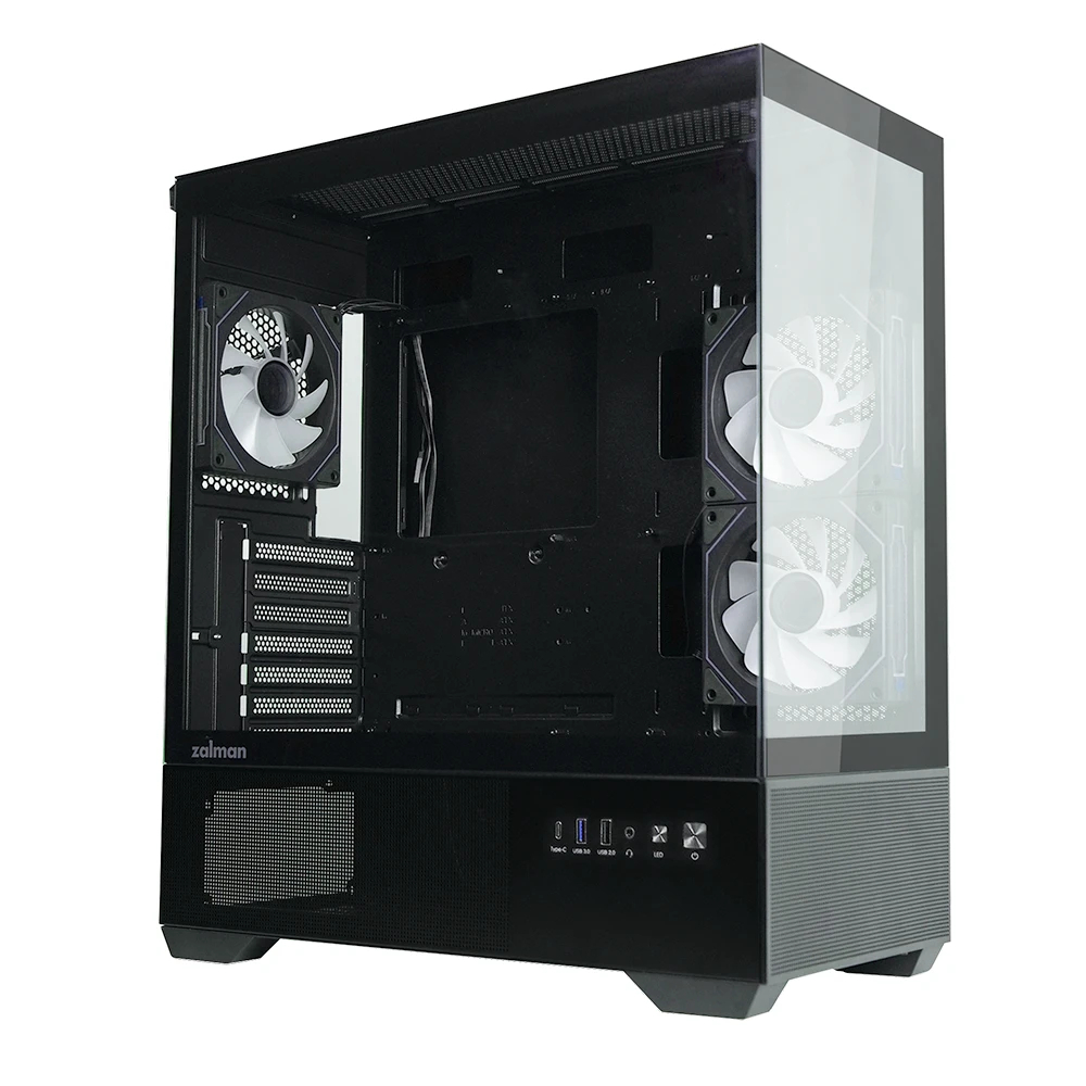 Zalman кутия Case ATX - Chronix BLACK V2 - 3 x 120 mm A-RGB, USB-C, Tempered Glass