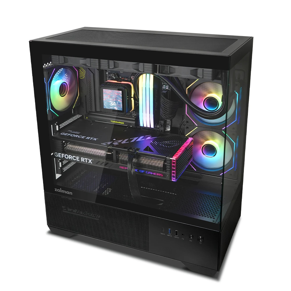 Zalman кутия Case ATX - Chronix BLACK V2 - 3 x 120 mm A-RGB, USB-C, Tempered Glass