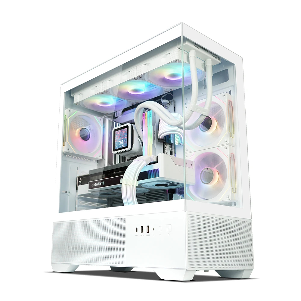 Zalman кутия Case ATX - Chronix WHITE V2 - 3 x 120 mm A-RGB, USB-C, Tempered Glass