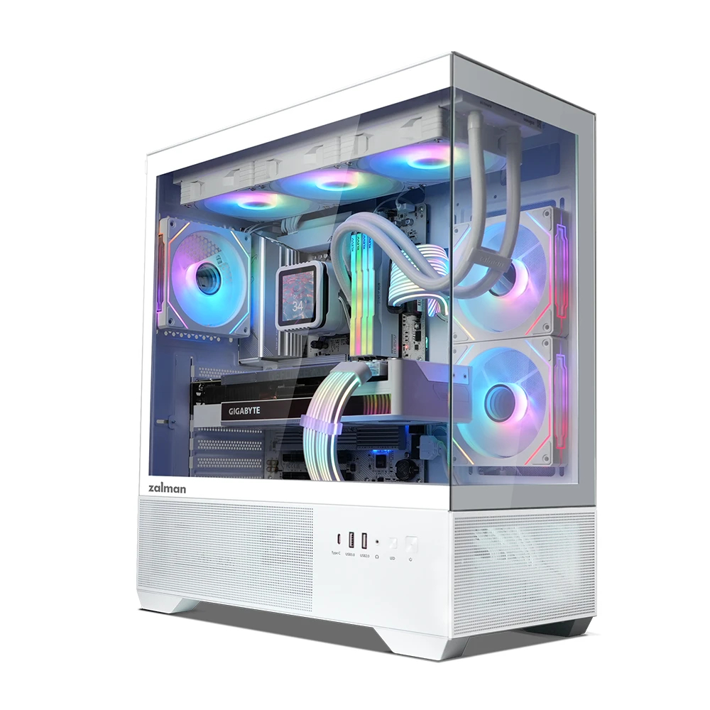 Zalman кутия Case ATX - Chronix WHITE V2 - 3 x 120 mm A-RGB, USB-C, Tempered Glass