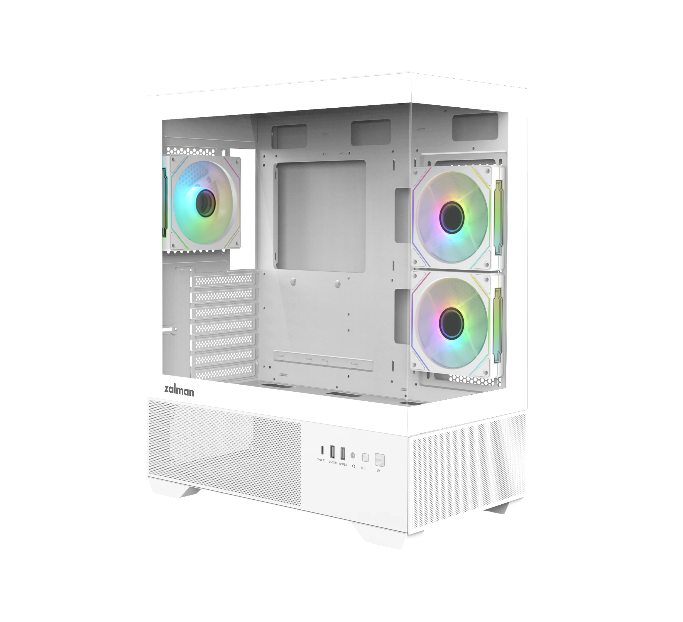 Zalman кутия Case ATX - Chronix WHITE V2 - 3 x 120 mm A-RGB, USB-C, Tempered Glass