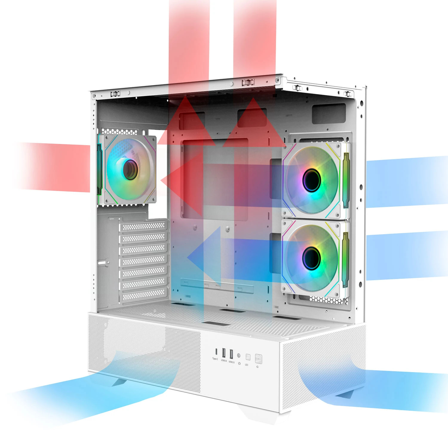 Zalman кутия Case ATX - Chronix WHITE V2 - 3 x 120 mm A-RGB, USB-C, Tempered Glass