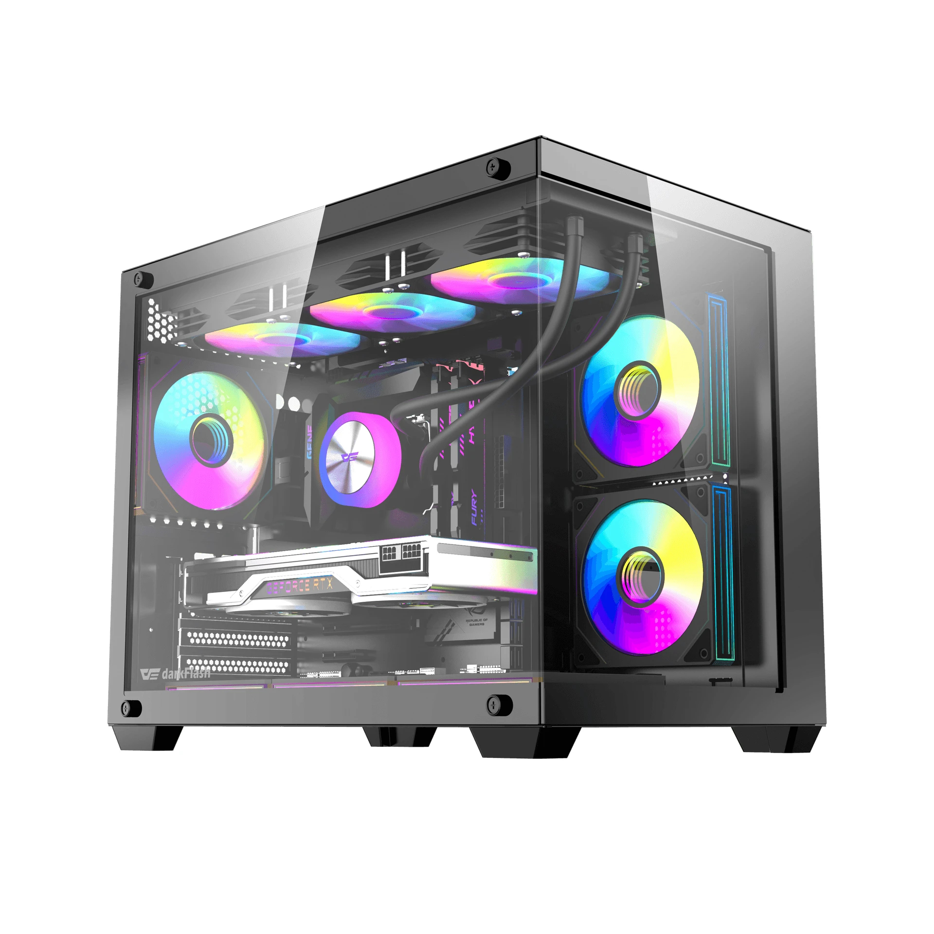 Darkflash кутия Case mATX - B275 PRO Black - 6 x 120 mm Infinity Mirror A-RGB