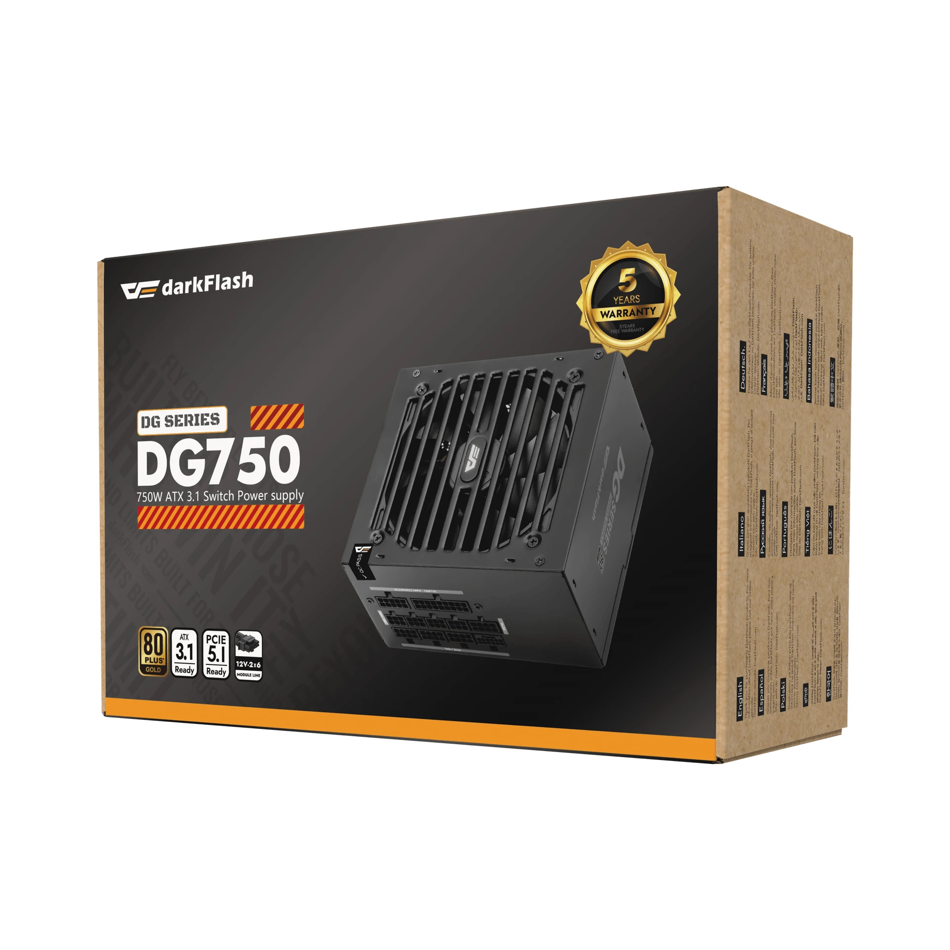 Darkflash захранване PSU ATX 3.1 750W Gold, Full Modular - DG750