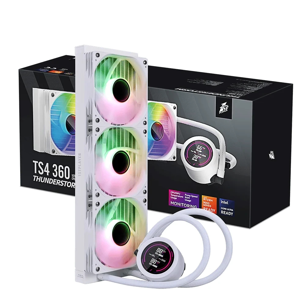 1stPlayer водно охлаждане Water Cooling 360mm - Thunderstorm TS4 360 White - Digital Display, aRGB