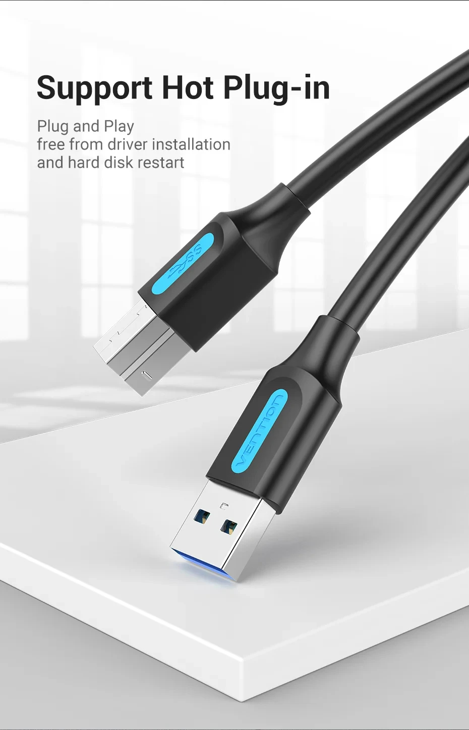 Vention Кабел USB 3.0 AM / BM - 0.5M Black - COOBD