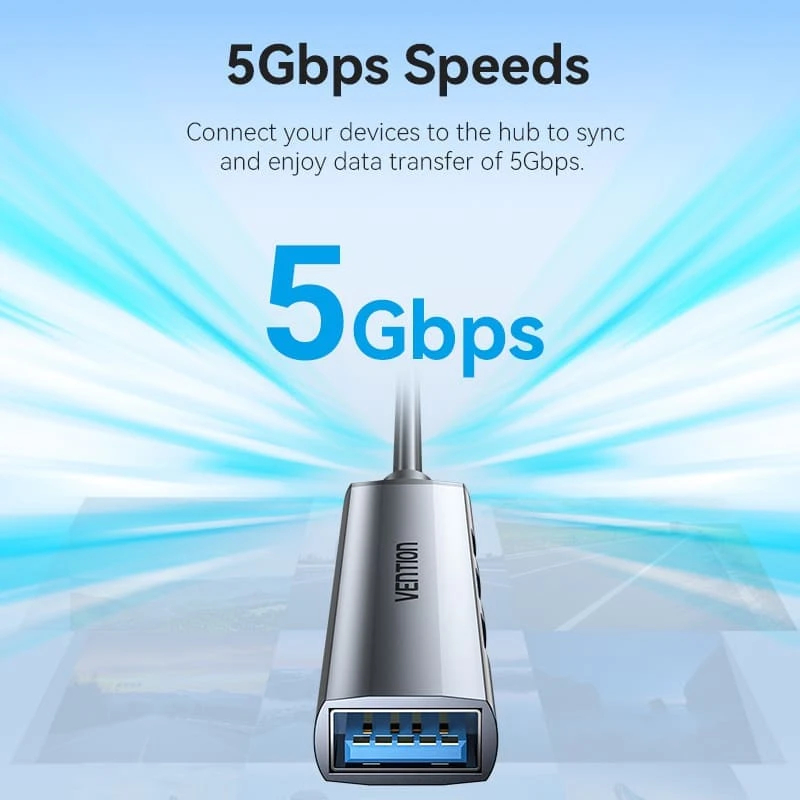 Vention хъб USB3.0 HUB 4 port Aluminium - CKOHB