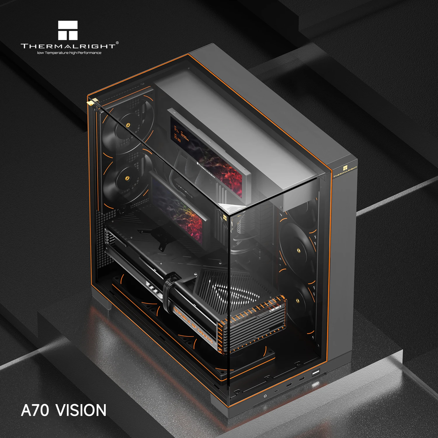 Thermalright кутия Case ATX - TR-A70 Vision Black - 9.16 inch LCD Display, USB-C