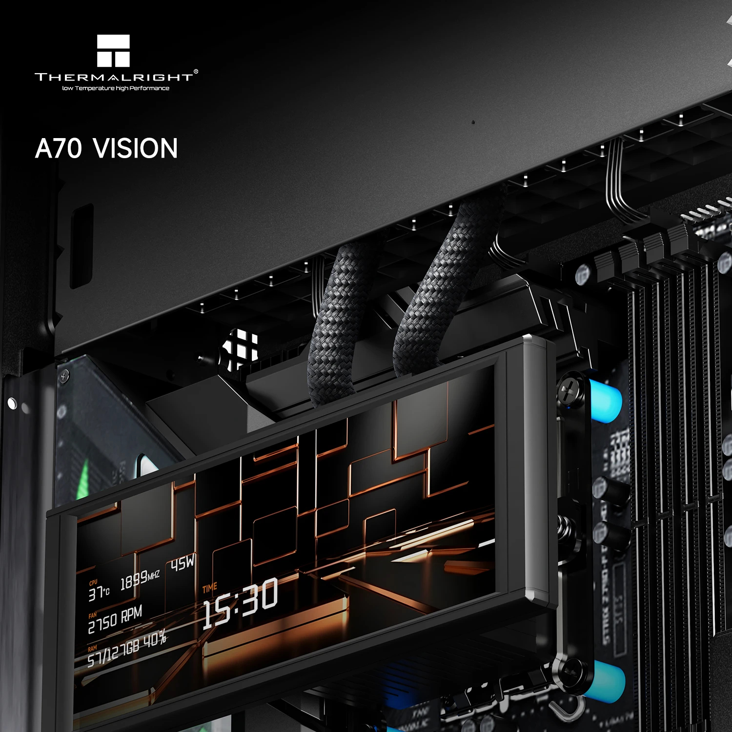 Thermalright кутия Case ATX - TR-A70 Vision Black - 9.16 inch LCD Display, USB-C