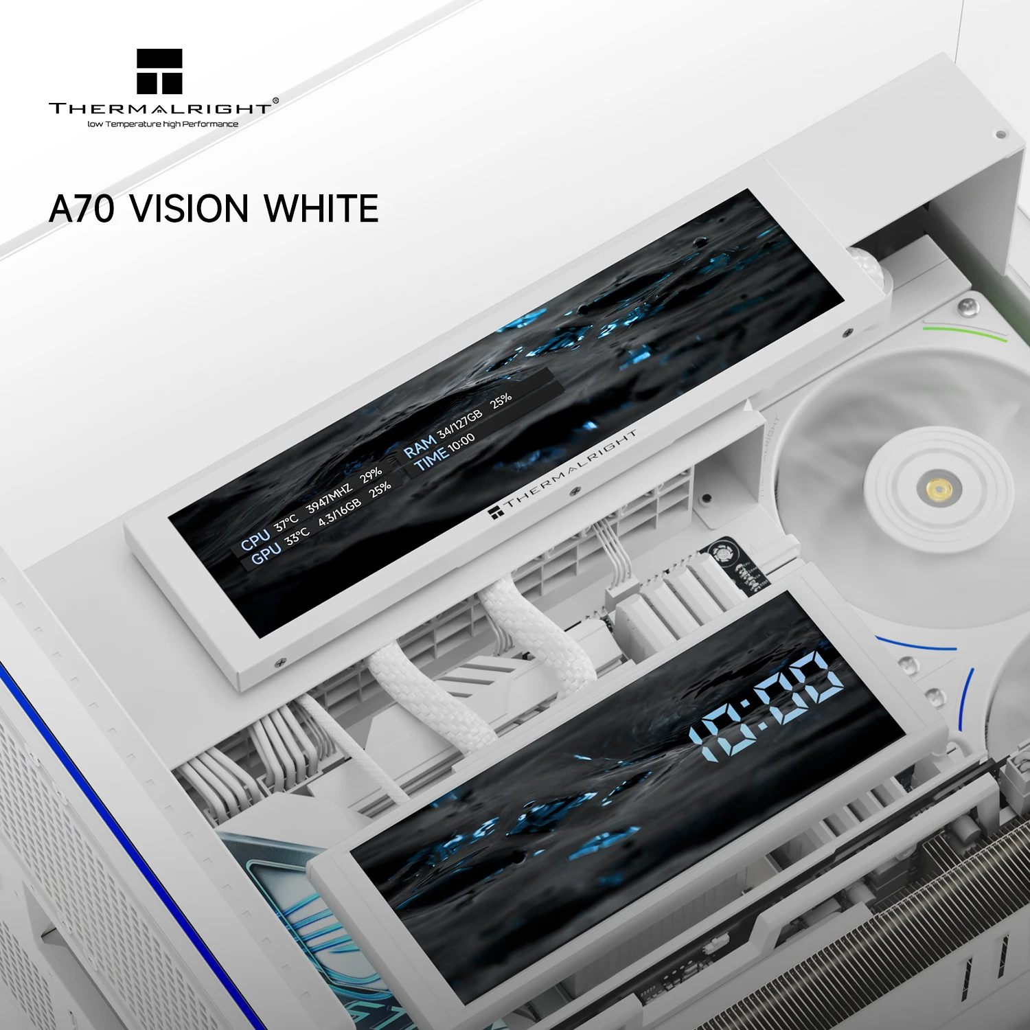 Thermalright кутия Case ATX - TR-A70 Vision White - 9.16 inch LCD Display, USB-C