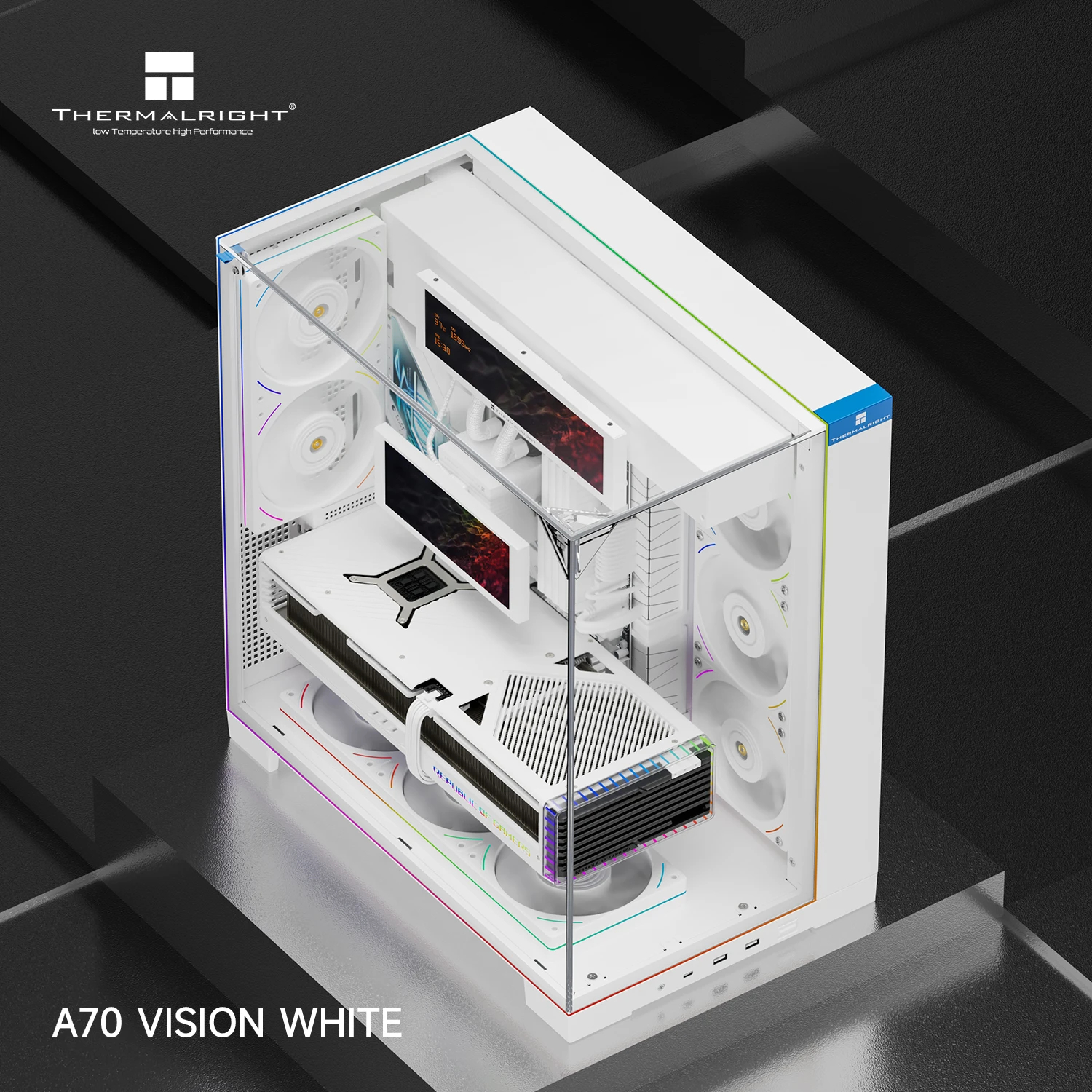 Thermalright кутия Case ATX - TR-A70 Vision White - 9.16 inch LCD Display, USB-C