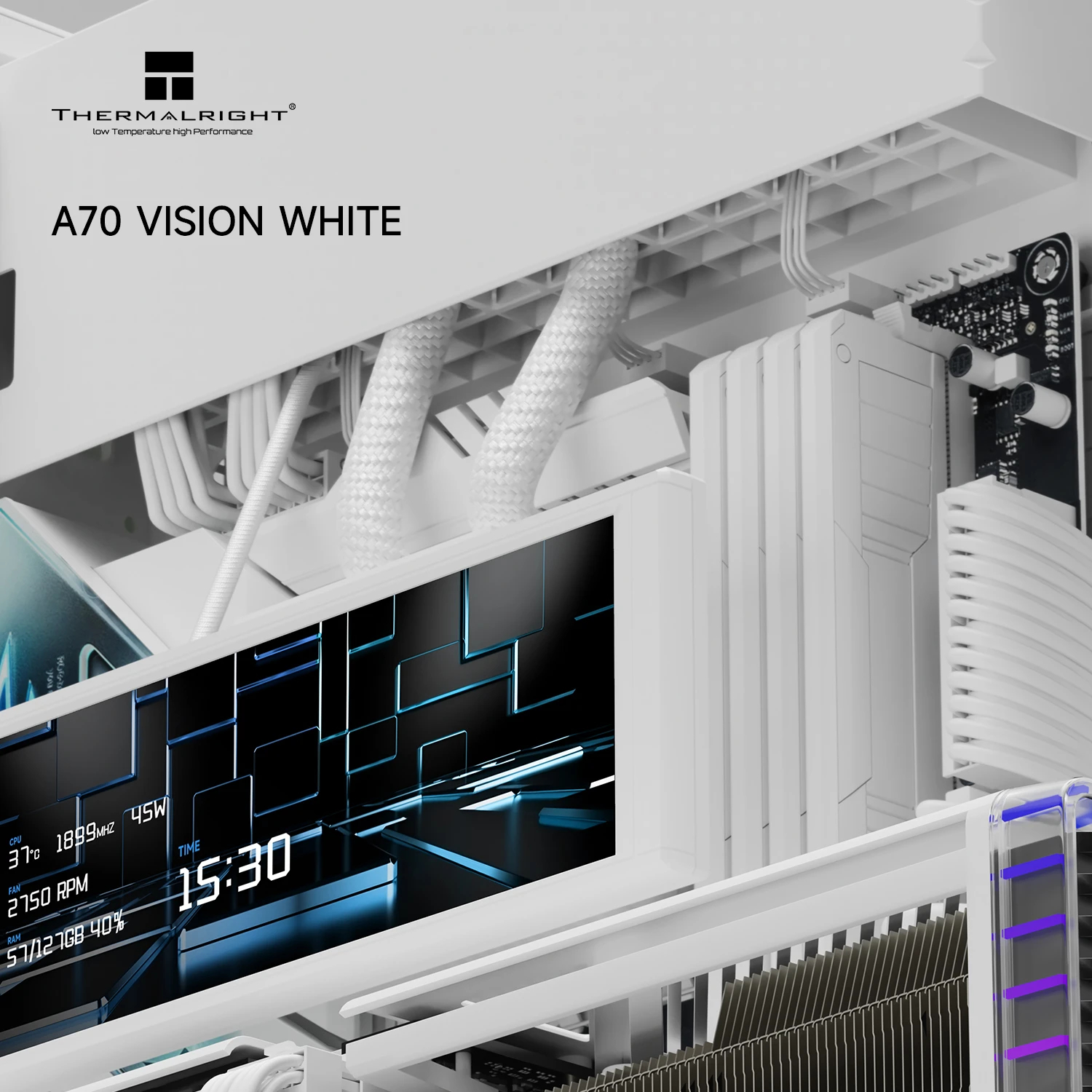 Thermalright кутия Case ATX - TR-A70 Vision White - 9.16 inch LCD Display, USB-C