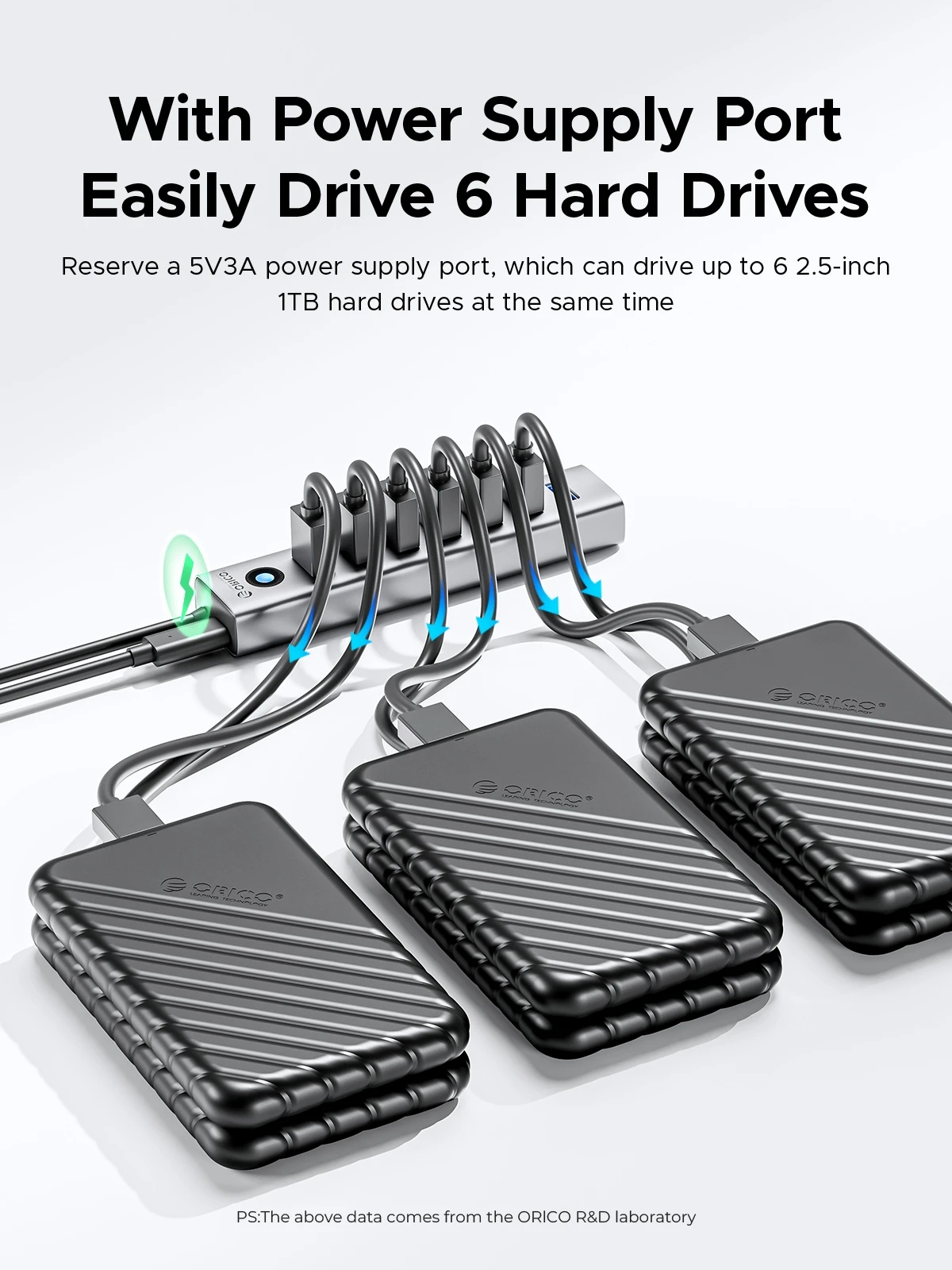 Orico хъб USB3.0 HUB 7 port Black - CL7U-U3-10-GY-BP