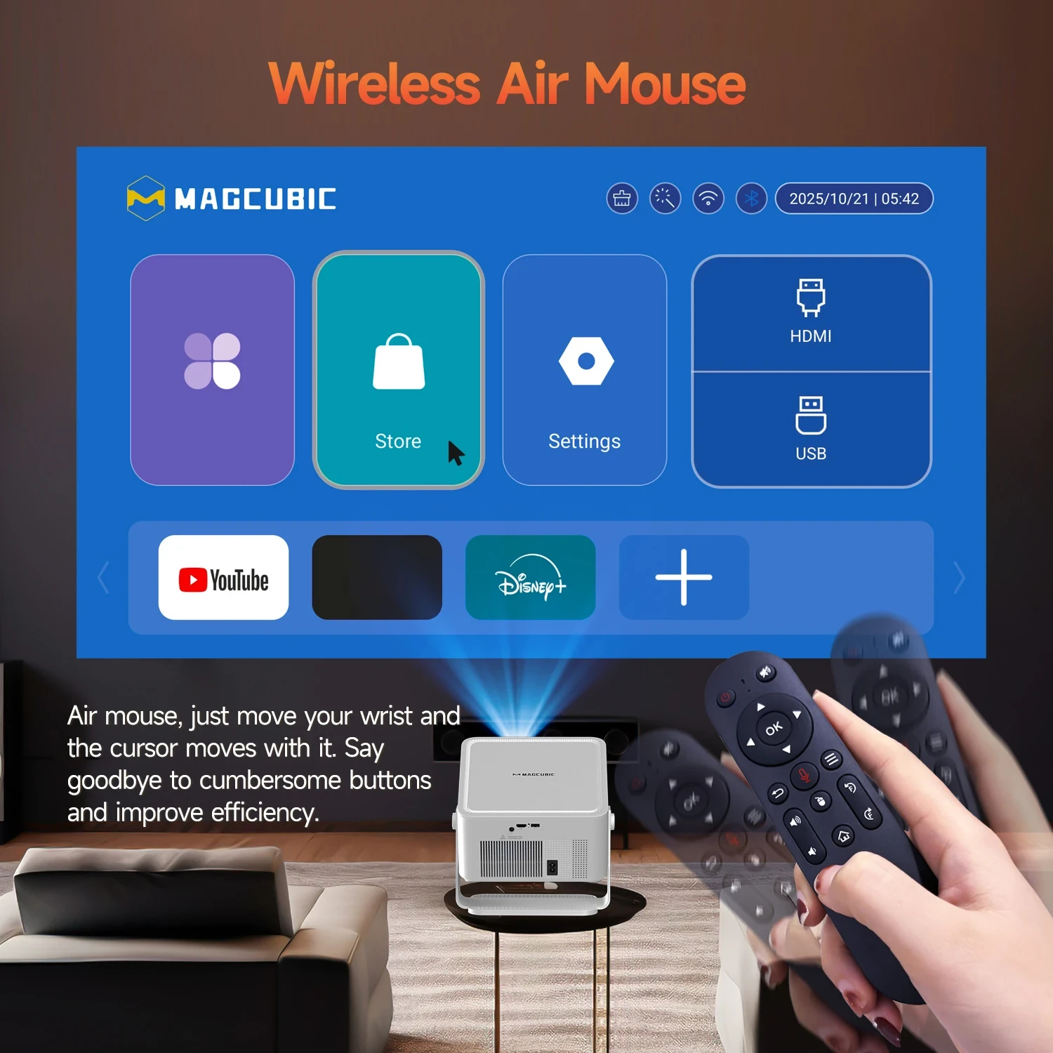 MagCubic преносим мултимедиен проектор Portable Multimedia Projector HY450MAX - 8K, Android 14, Wi-Fi 6, Bluetooth 5.4