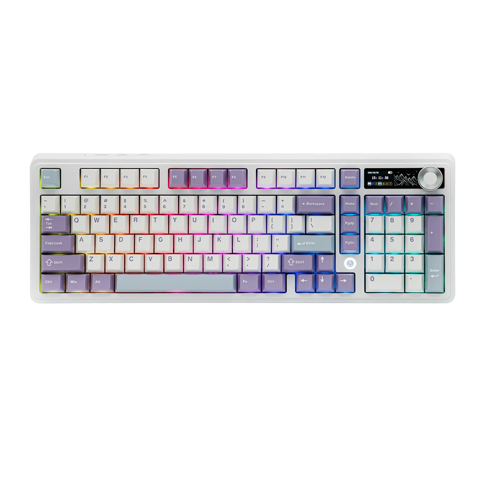 Ajazz геймърска механична клавиатура Wireless Gaming Mechanical Keyboard AK980 V2 - Maillard Switch [Linear] (English US), Purple, White