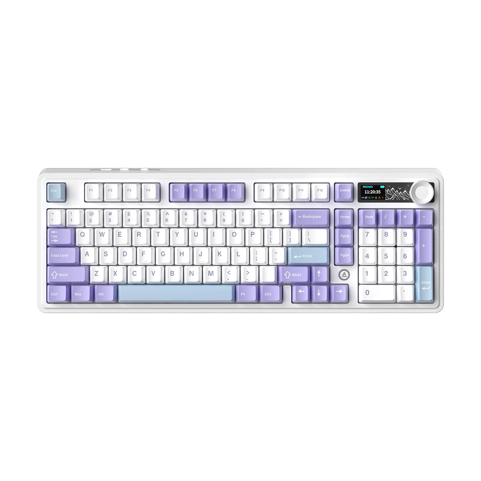 Ajazz геймърска механична клавиатура Wireless Gaming Mechanical Keyboard AK980 V2 - Maillard Switch [Linear] (English US), Purple, White