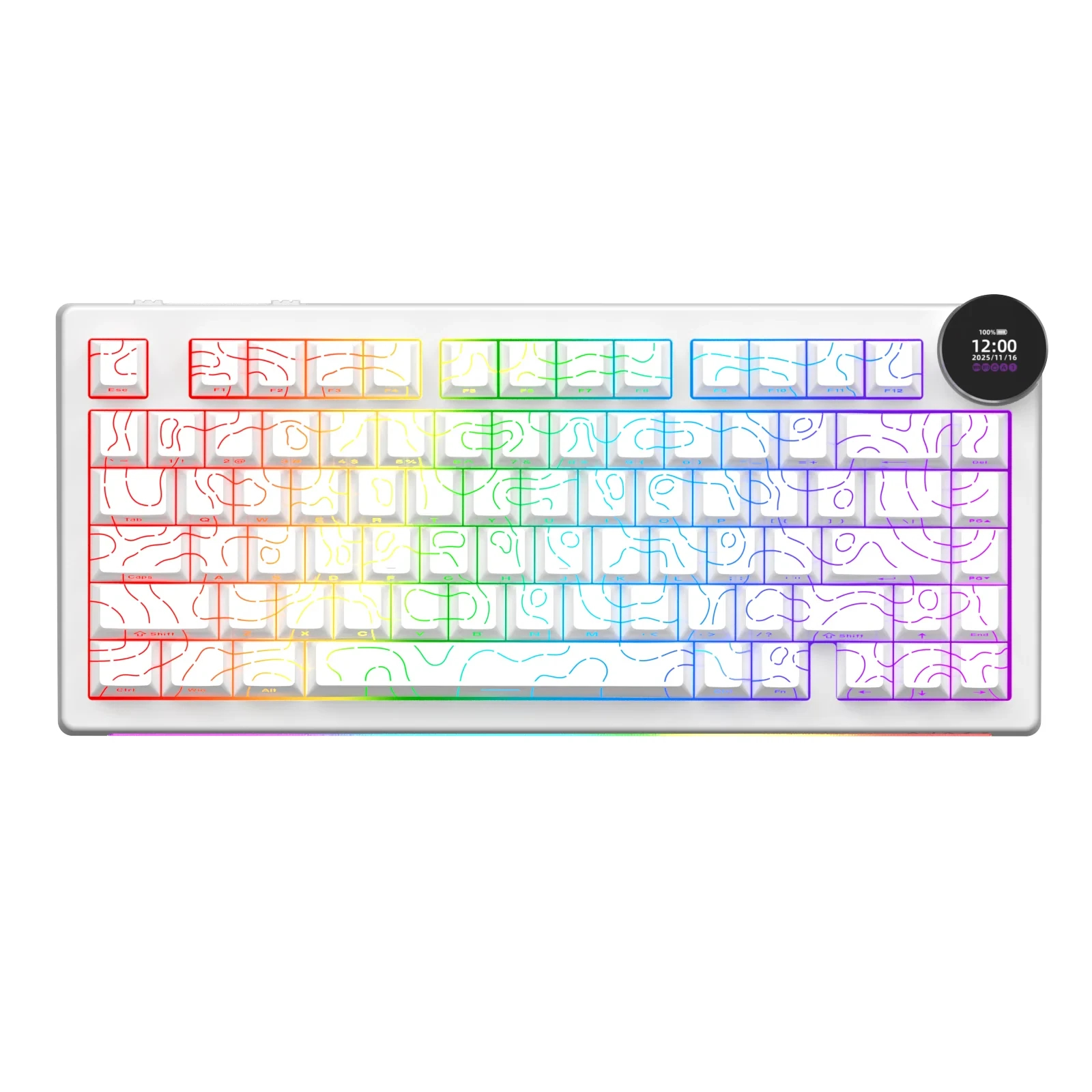 Ajazz геймърска механична клавиатура Wireless Gaming Mechanical Keyboard AK820 V2 PRO - White peach Switch [Linear] (English US), White