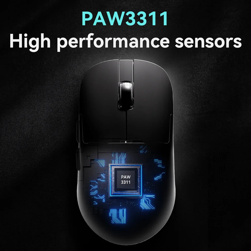Ajazz професионална геймърска мишка AJ159P MC - Wireless Gaming Mouse - 1K, Magnetic Charging Dock, White