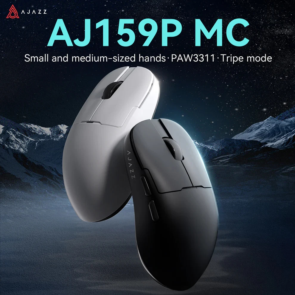 Ajazz професионална геймърска мишка AJ159P MC - Wireless Gaming Mouse - 1K, Magnetic Charging Dock, White