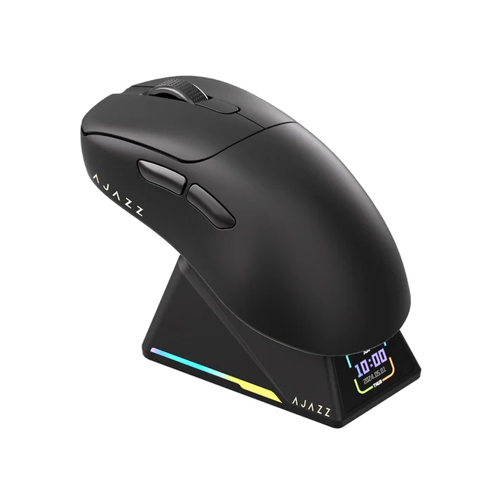 Ajazz професионална геймърска мишка AJ179 APEX - Wireless Gaming Mouse - 8K, Magnetic Charging Dock, Black