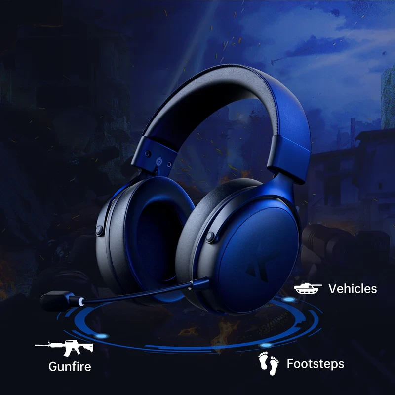 MCHOSE безжични геймърски слушалки Wireless Gaming Headphones - V9 Pro Steel Black - Bluetooth , 2.4G