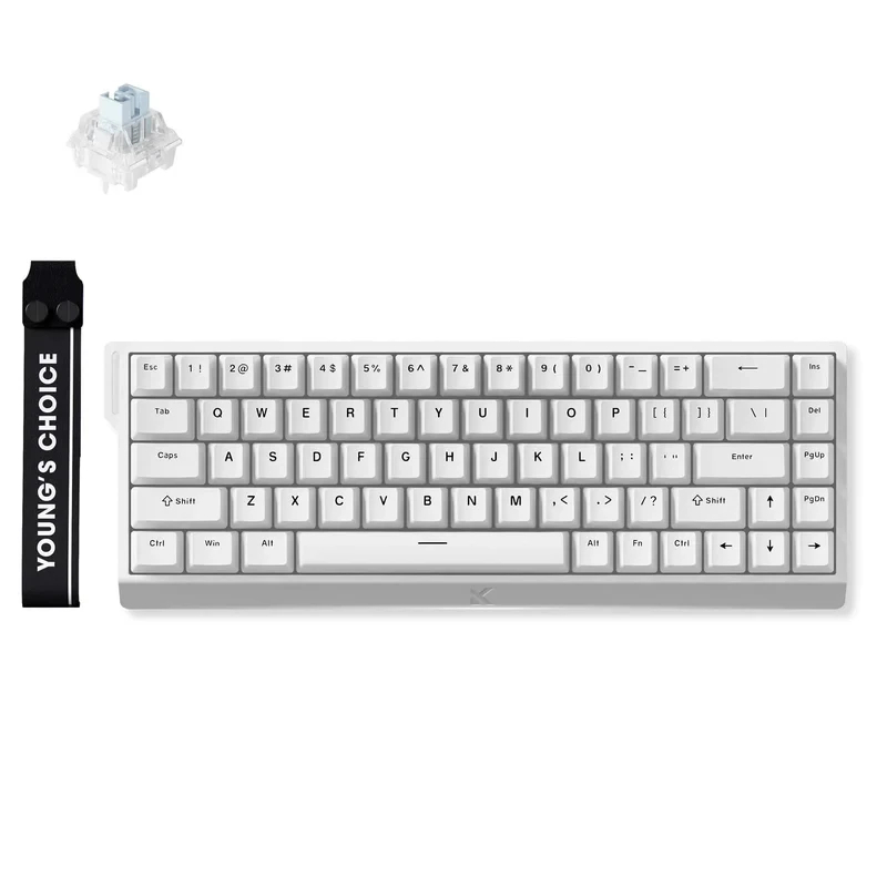 MCHOSE геймърска механична клавиатура Gaming Mechanical Keyboard Ace 68 - 8K, Ice Blue Magnetic Switch [Linear] (English US), White