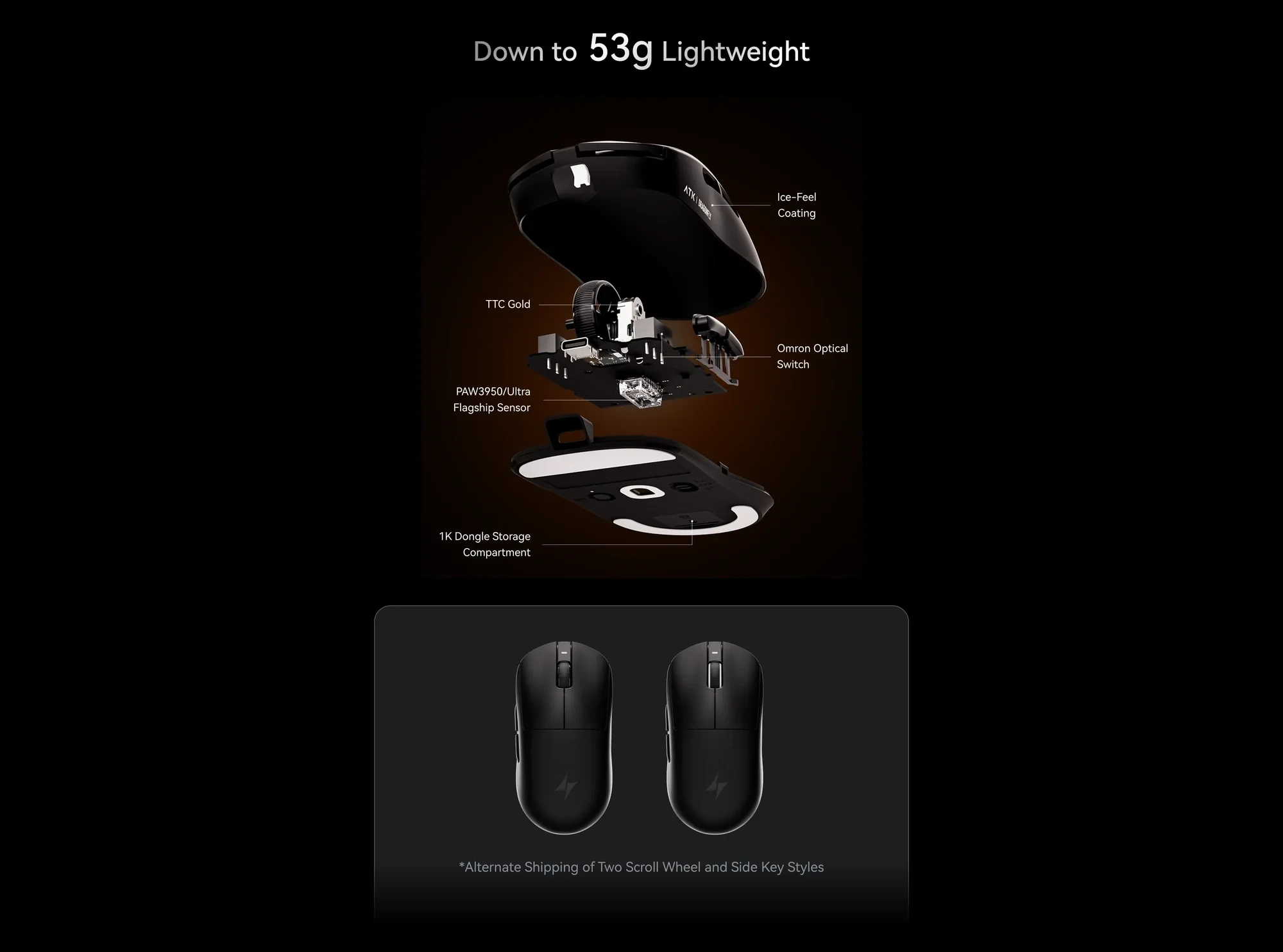 ATK професионална геймърска мишка Wireless Gaming Mouse A9 2.0 Tri-mode Nearlink - 1K, White
