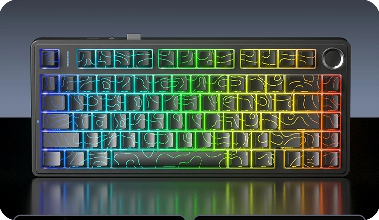 Aula геймърска механична клавиатура Wireless Gaming Mechanical Keyboard F75HE - Black King Magnetic Switch [Linear] (English US), Black, Gray