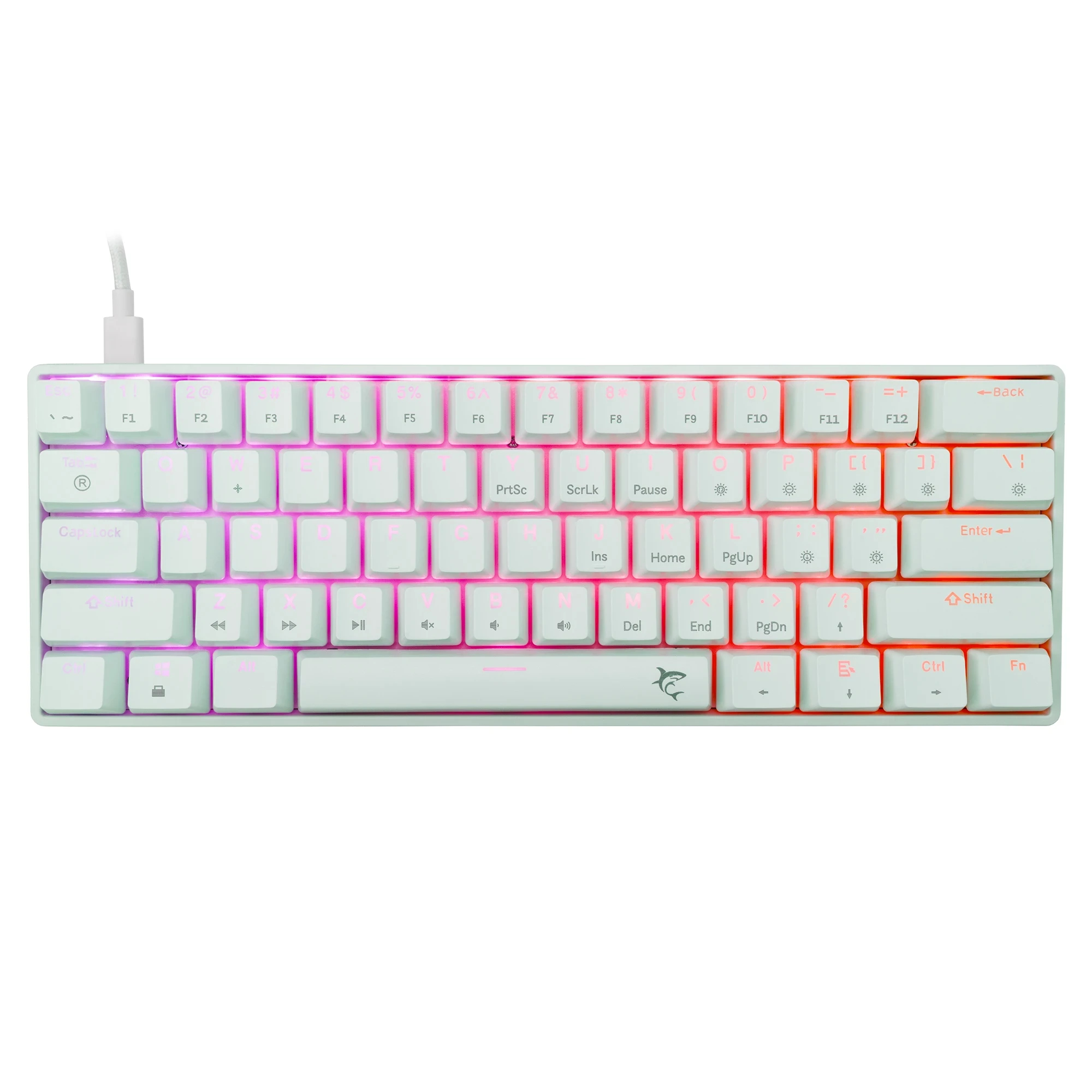 White Shark геймърска механична клавиатура Gaming Mechanical Keyboard SHINOBI 2 - YUSYA 5P Red Switches (English US), White