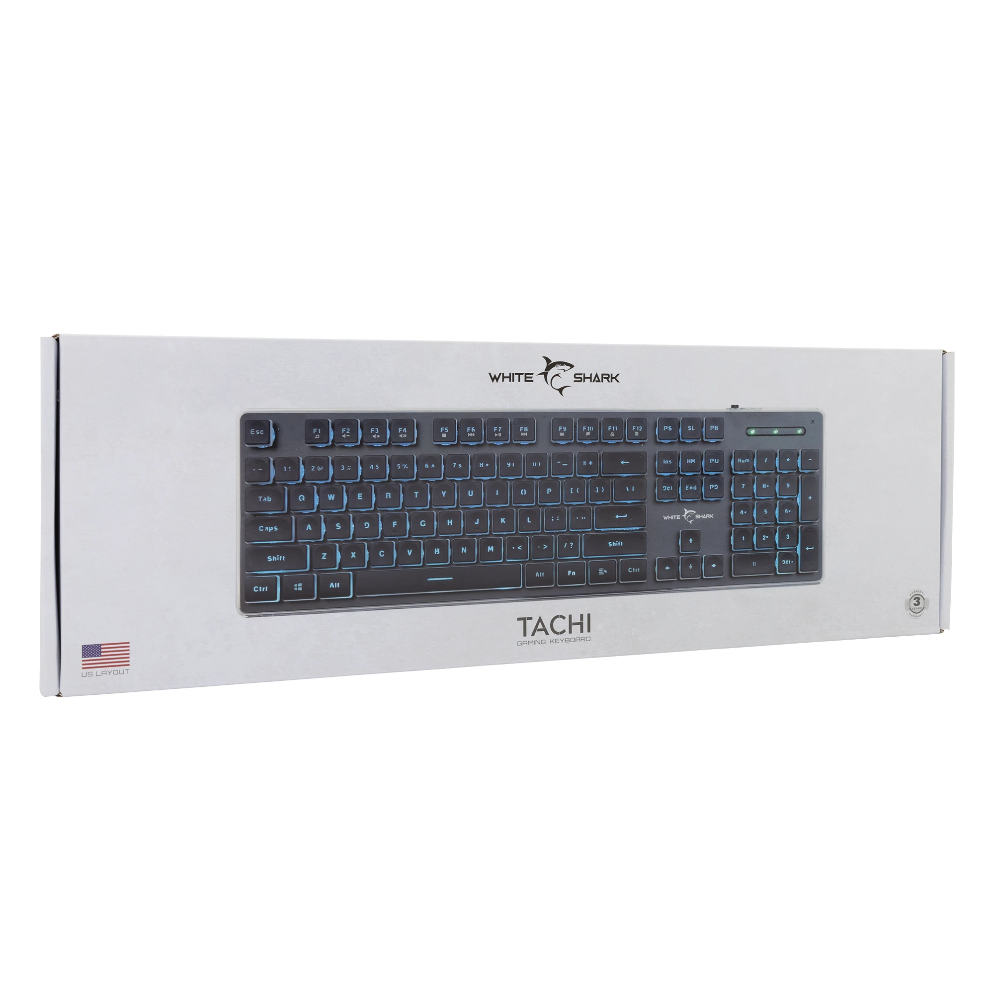 White Shark геймърска клавиатура Gaming Keyboard TACHI - Low-Profile (English US), Black