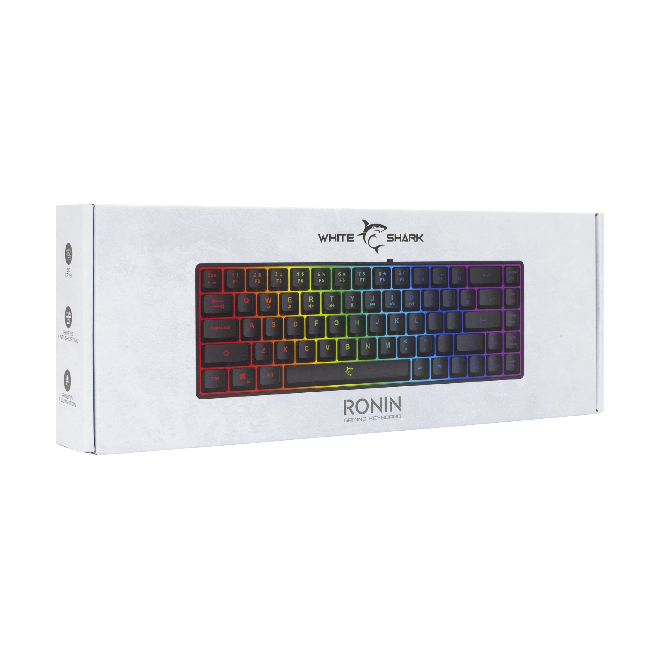 White Shark геймърска клавиатура Gaming Keyboard RONIN - Blue Switches (English US), Black