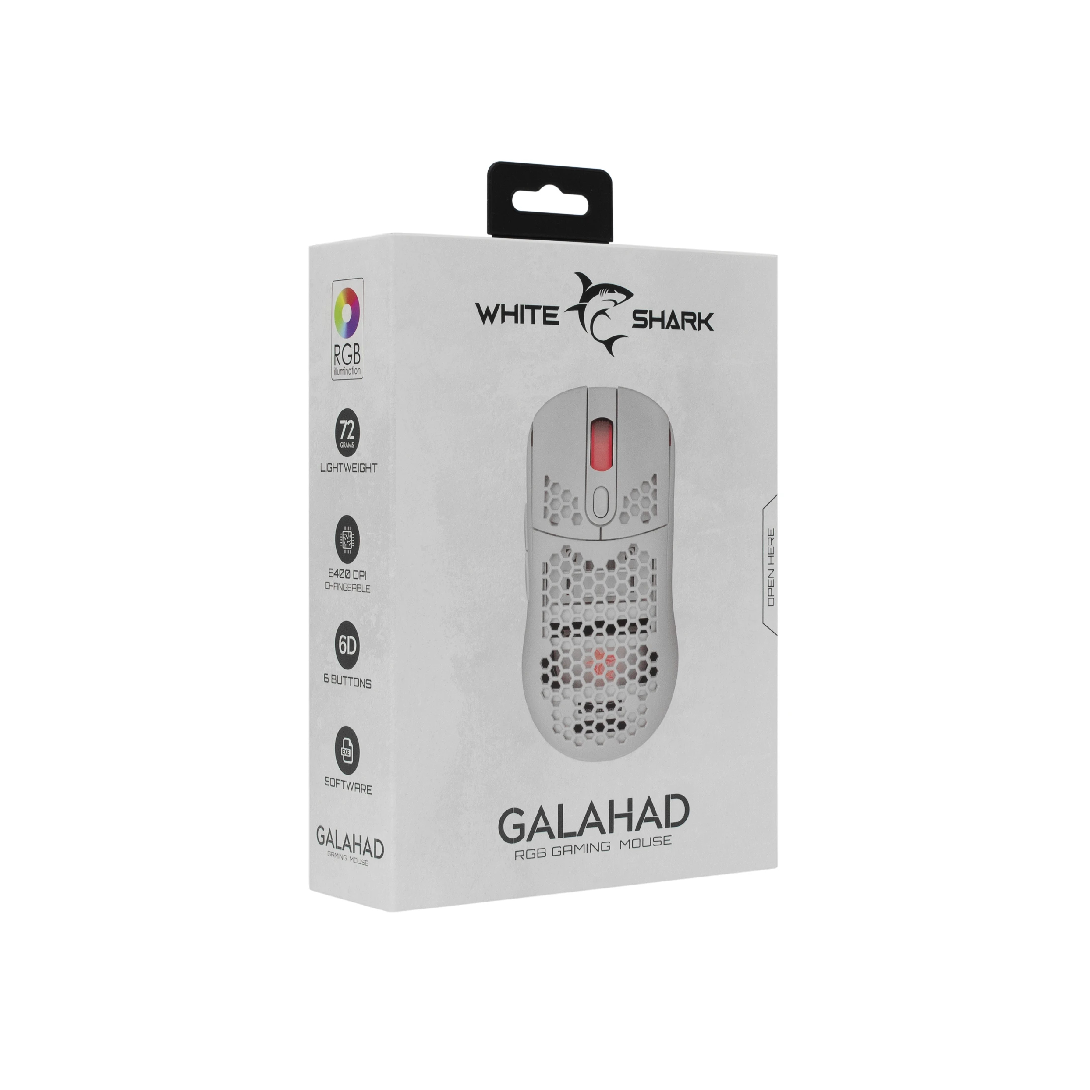White Shark геймърска мишка Gaming Mouse GALAHAD - 7200dpi, White