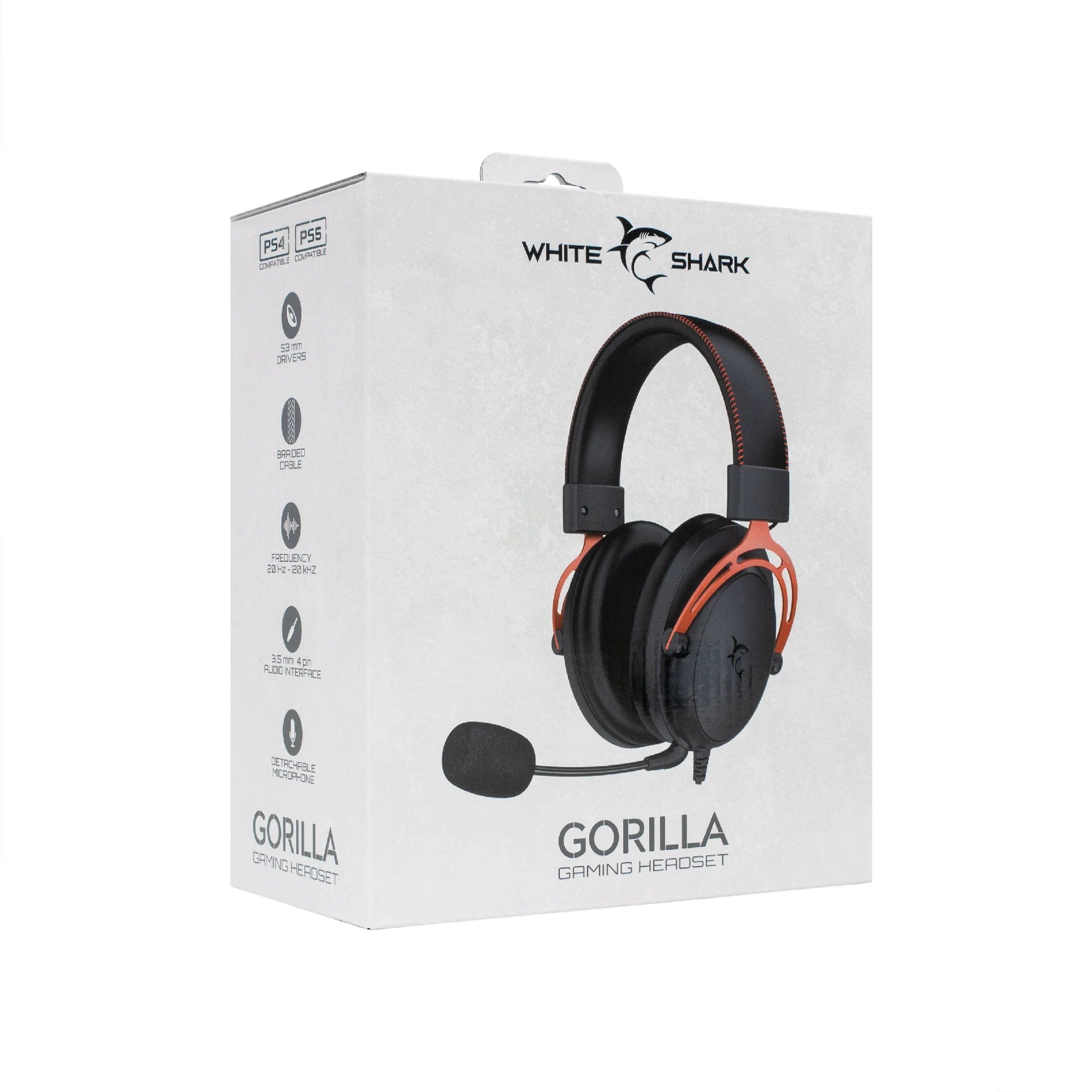 White Shark геймърски слушалки Gaming Headphones GORILLA BLACK/RED - 53mm, Stereo 2.0