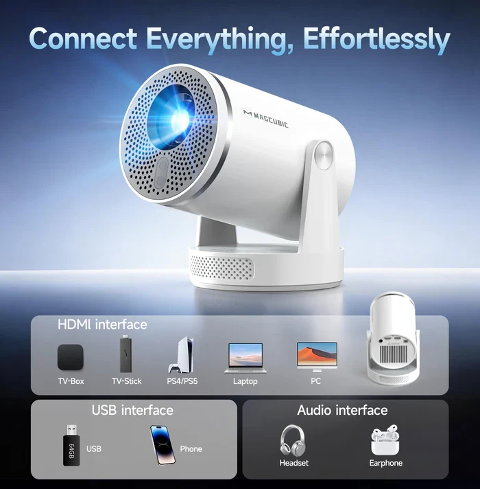 MagCubic преносим мултимедиен проектор Portable Multimedia Projector HY320 Pro - 4K, Android 14, Wi-Fi, Bluetooth 5.4