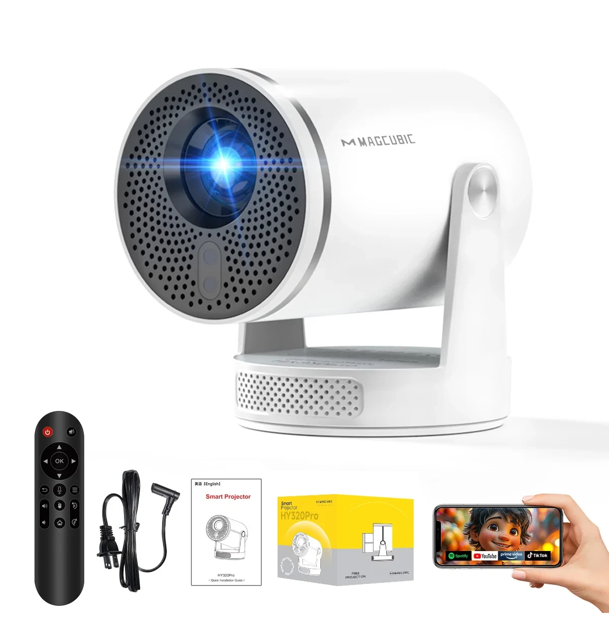 MagCubic преносим мултимедиен проектор Portable Multimedia Projector HY320 Pro - 4K, Android 14, Wi-Fi, Bluetooth 5.4