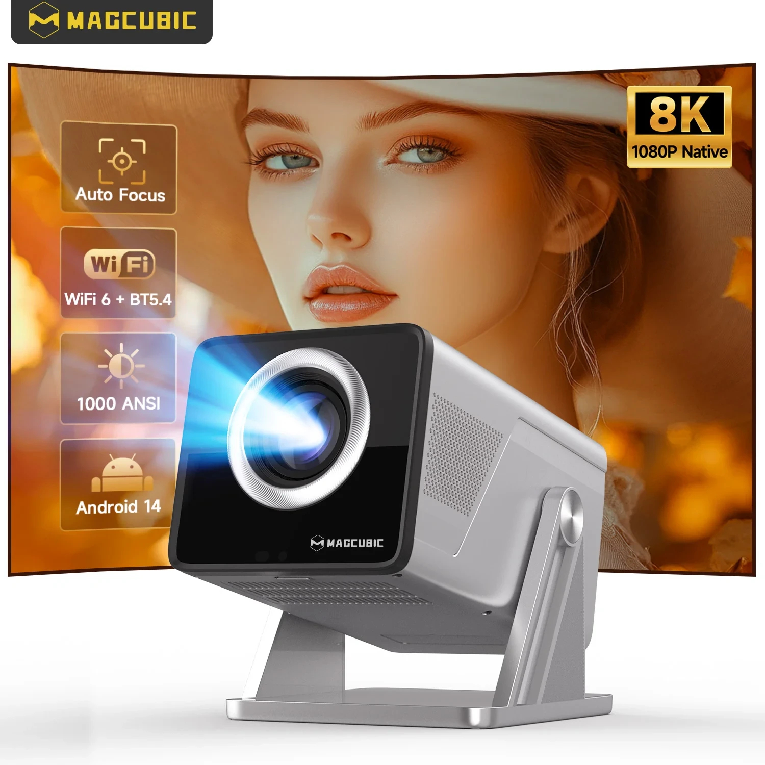 MagCubic мултимедиен проектор Home Multimedia Projector X7 - 4K, Android 14, Wi-Fi, Bluetooth 5.4