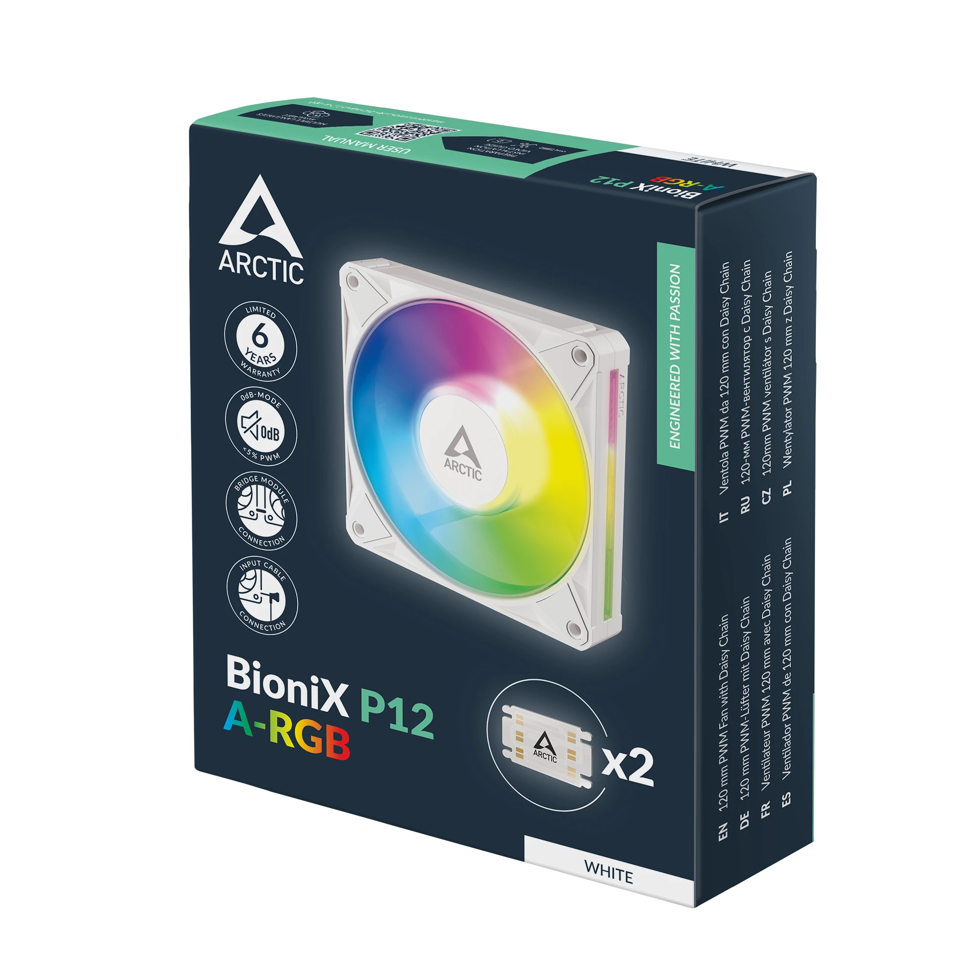Arctic вентилатор Fan 120mm BioniX-P12-A-RGB-White